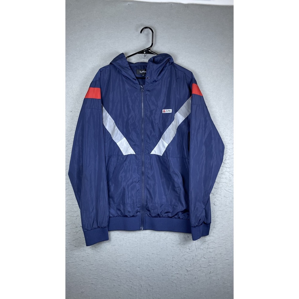 Cookies Jacket Mens XL Blue Hooded Windbreaker Full Zip Colorblock Lightweight